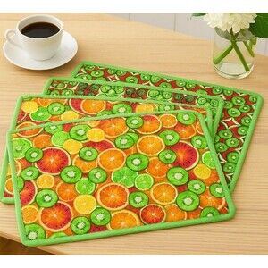 Placemats Vintage Set of 4 Green Yellow Red Watermelon Lemon Lime Table Mats